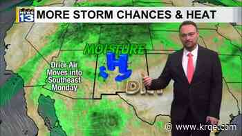 Monsoon storms and heat continue heading into the workweek