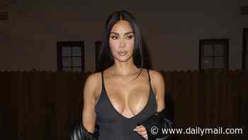 Kim Kardashian, 45, dares to bare in a dangerously low-cut bodysuit and sheer skirt for a night out in LA