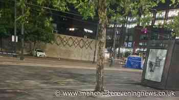 Piccadilly Gardens taped off with two forensic tents after man stabbed in 'disturbance'