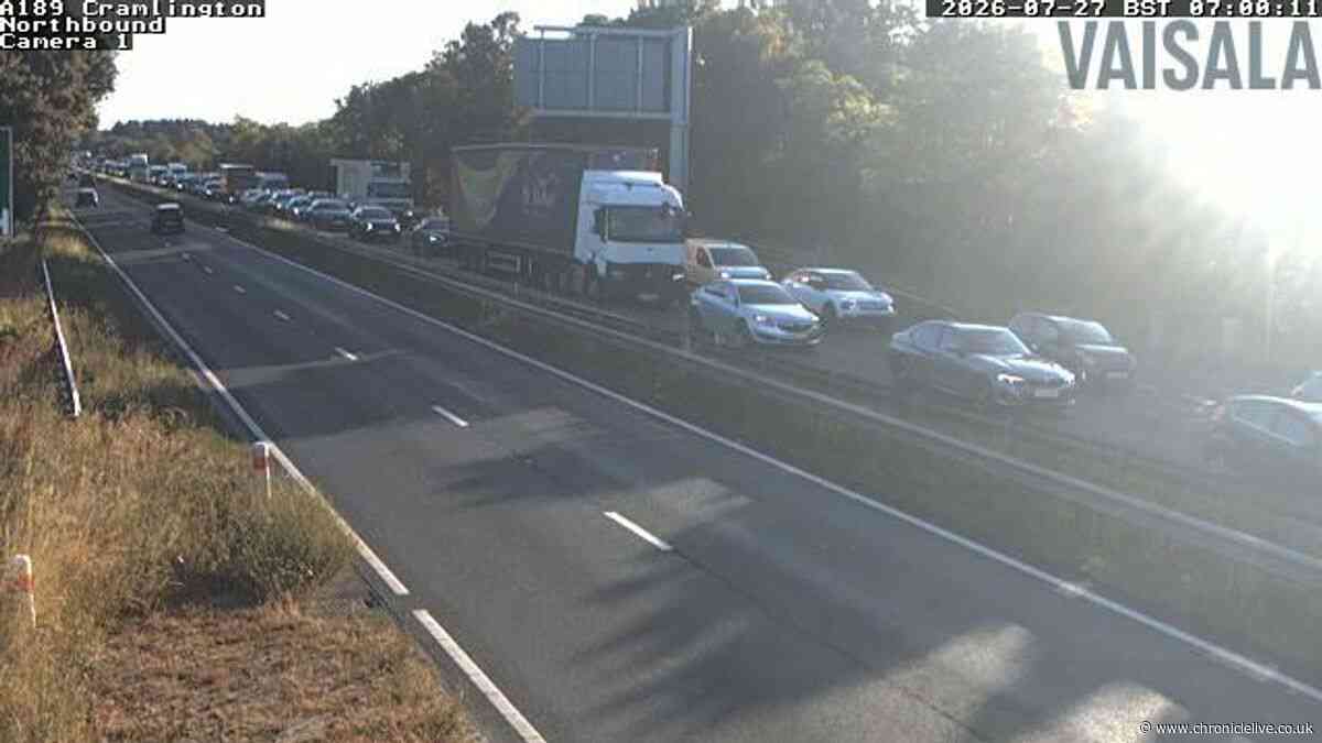 Cramlington crash LIVE: Road now clear after three vehicle collision on A189 causes long delays
