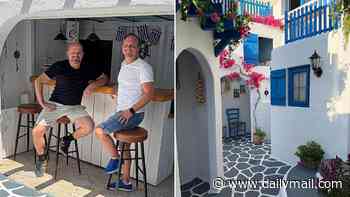 Man spends £10,000 building a miniature Greek village in his back garden - complete with cobbled streets, blue shutters and a traditional bar