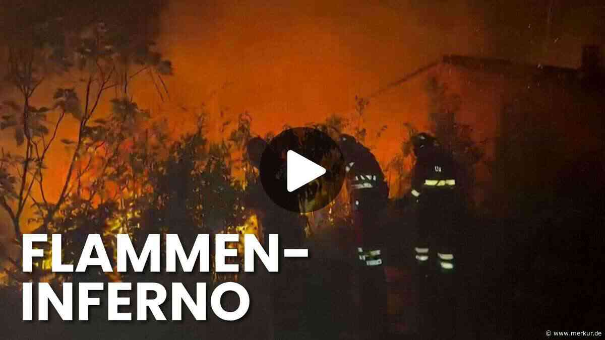 Verheerender Waldbrand bei Madrid: Einsatzkräfte im Feuer-Video