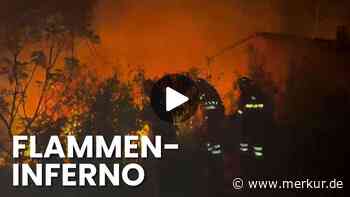 Verheerender Waldbrand bei Madrid: Einsatzkräfte im Feuer-Video