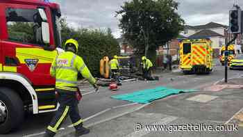 Car flips onto side in Nunthorpe crash near railway crossing with road blocked