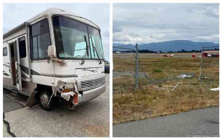 Motorhome crashes through fence, enters runway at Abbotsford Airport