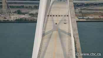 From above: What traffic on the Gordie Howe bridge looks like