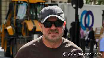 Ricky Gervais cuts a casual figure as he steps out in gymwear in London after his appearance on Heart Radio