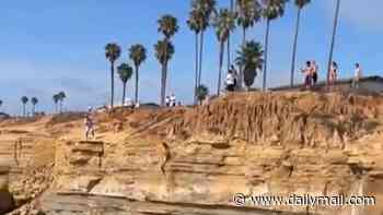 Teen's cliff jump goes horrifically wrong after he strikes rock on way down before plunging into ocean