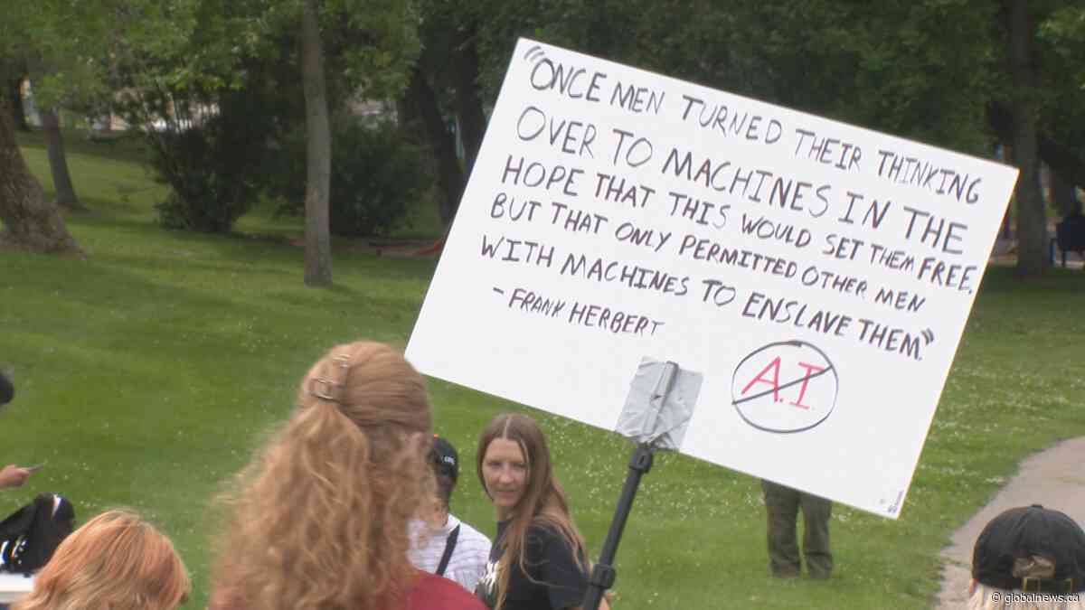 People voice concerns over AI data centre at rally in Saskatoon