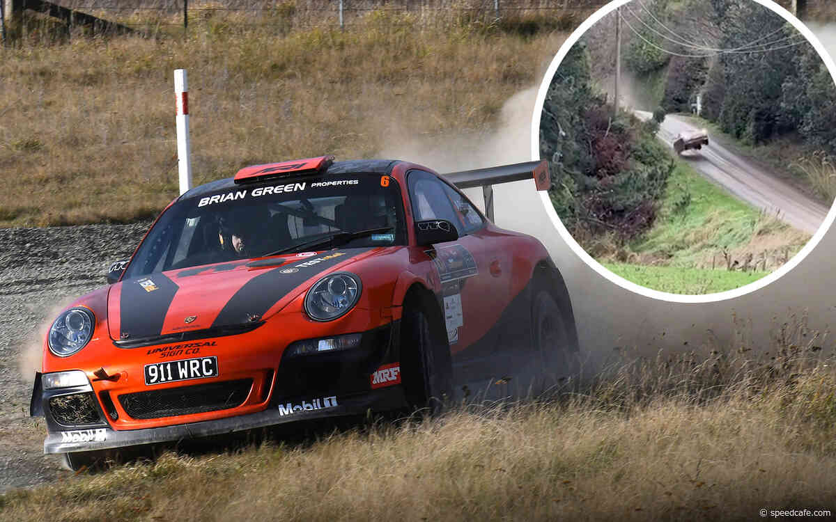 Watch wild moment Porsche 911 rally car takes flight