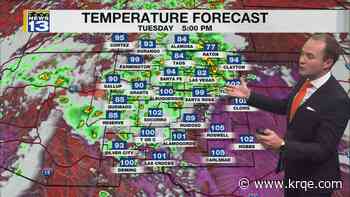 Triple digit heat, storm chances return Tuesday afternoon