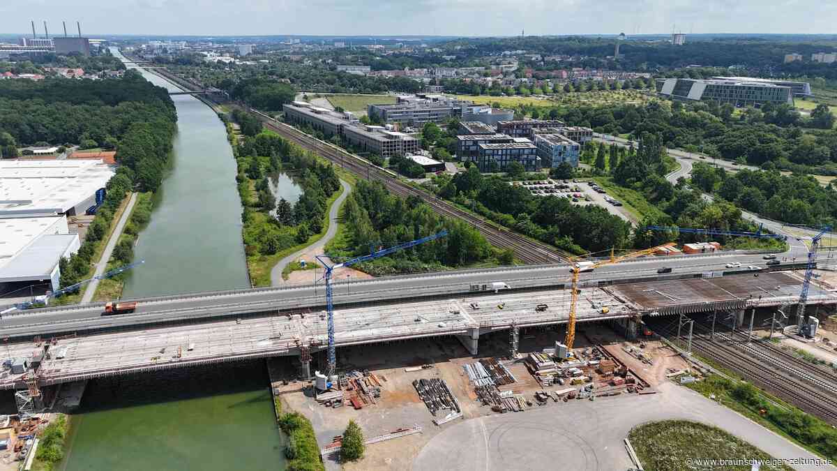 Faszinierende Drohnenfotos: So entsteht die neue Wolfsburger Autobahnbrücke