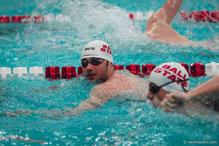 Ball State’s Aidan Biddle Pops 27.9/1:01.1 Breaststrokes at Indiana Swimming LC Championships