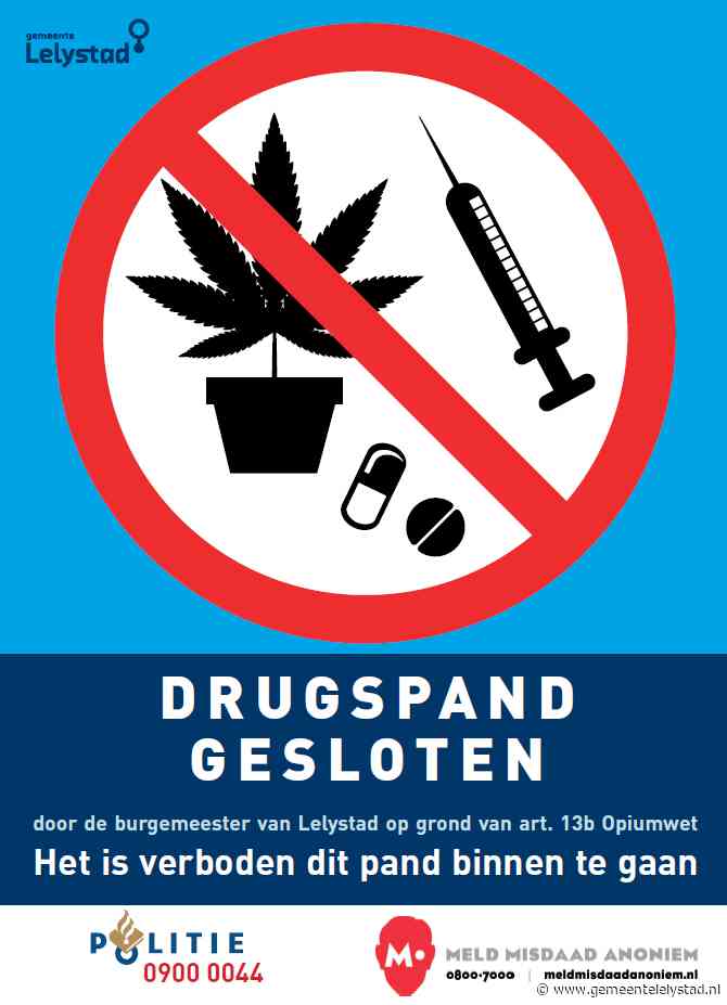 Burgemeester sluit twee woningen naar aanleiding van drugs in de woning