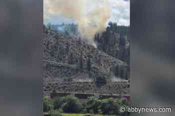 Human caused wildfire burning  near BC Wildlife Park in Kamloops
