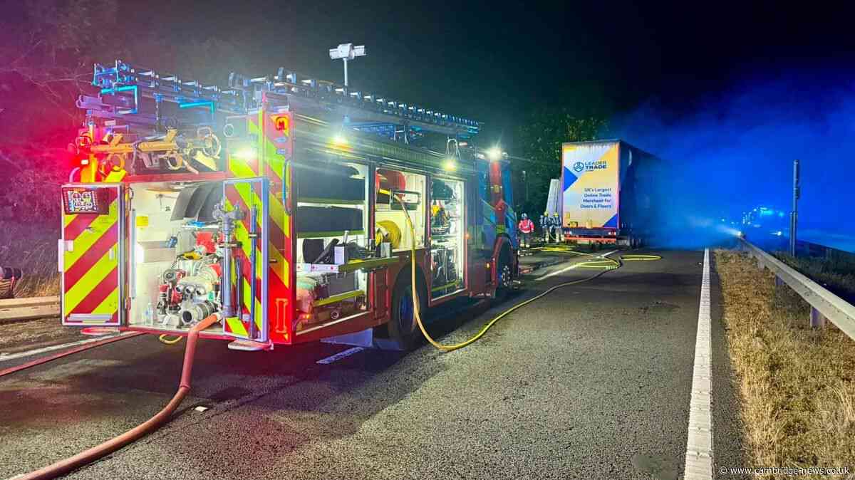 A1 to be closed for 'rest of day' after man seriously injured in lorry fire