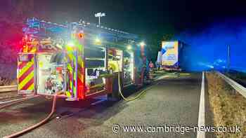 A1 to be closed for 'rest of day' after man seriously injured in lorry fire