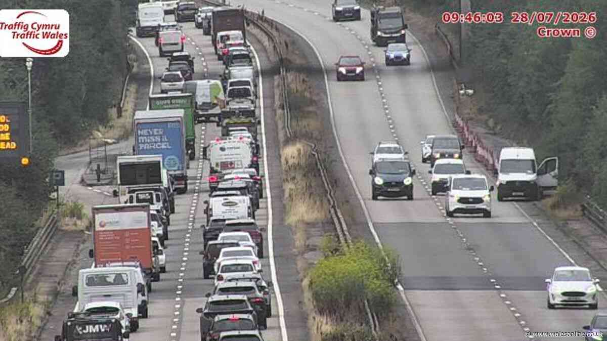 Crash causes miles of traffic on key Cardiff route