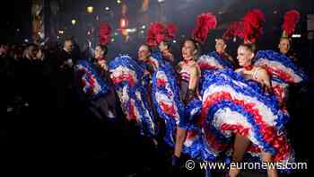 Moulin Rouge dancers welcome Tour de France finale in Paris