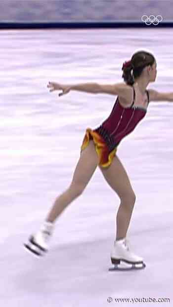 Sasha Cohen with her iconic spiral sequence into her double axel at #SaltLake2002! #FigureSkating