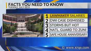 NM lawmaker salaries, DWI dismissal, Storms and hot weather, National Guard in Zuni, Nonprofit anniversary