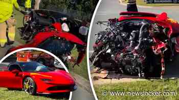 Peperdure crash: Ferrari in tweeën na botsing met boom