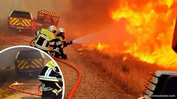 Franse brandweerman deelt angstige beelden: brandweerslang vat vlam