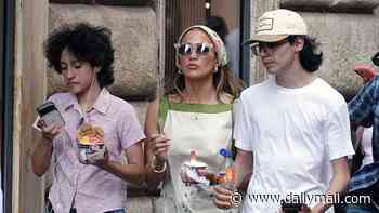 Jennifer Lopez visits Rome with her kids as she prepares to become empty nester... after Oskar unveiled trans identity