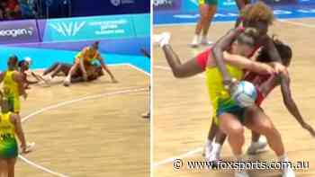‘That is huge’: Massive hit mars Aussie clash as star knocked down - Netball LIVE