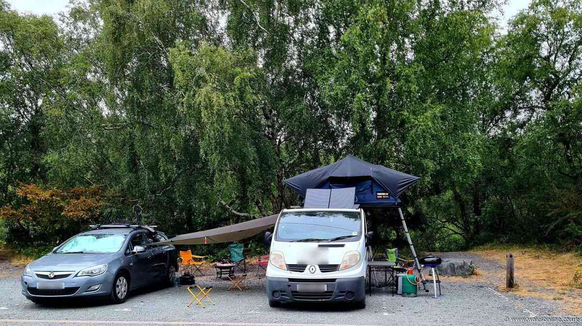 Campervan hogs four spaces at popular Welsh lake sparking fury