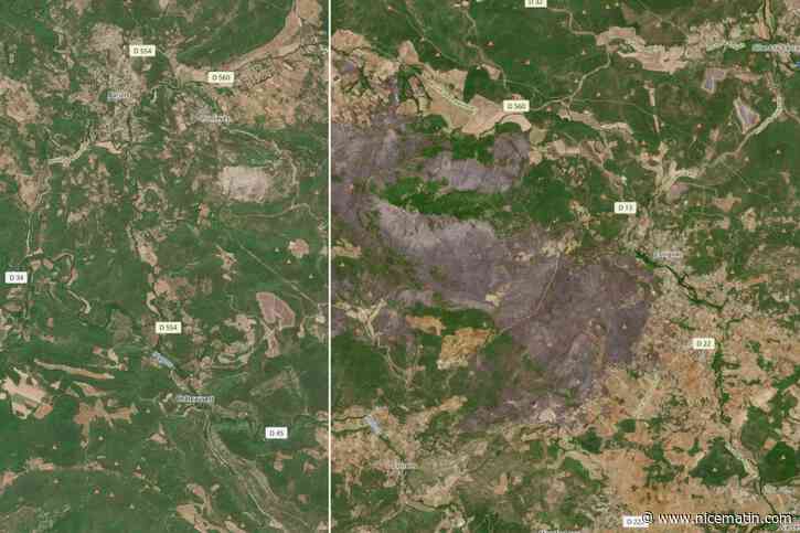 L’incendie du Gros Bessillon a dévasté le paysage du centre Var : découvrez les images satellites avant et après le passage des flammes