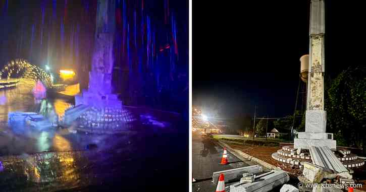 Lightning strike damages historic Oglethorpe Monument in downtown Jasper during storms