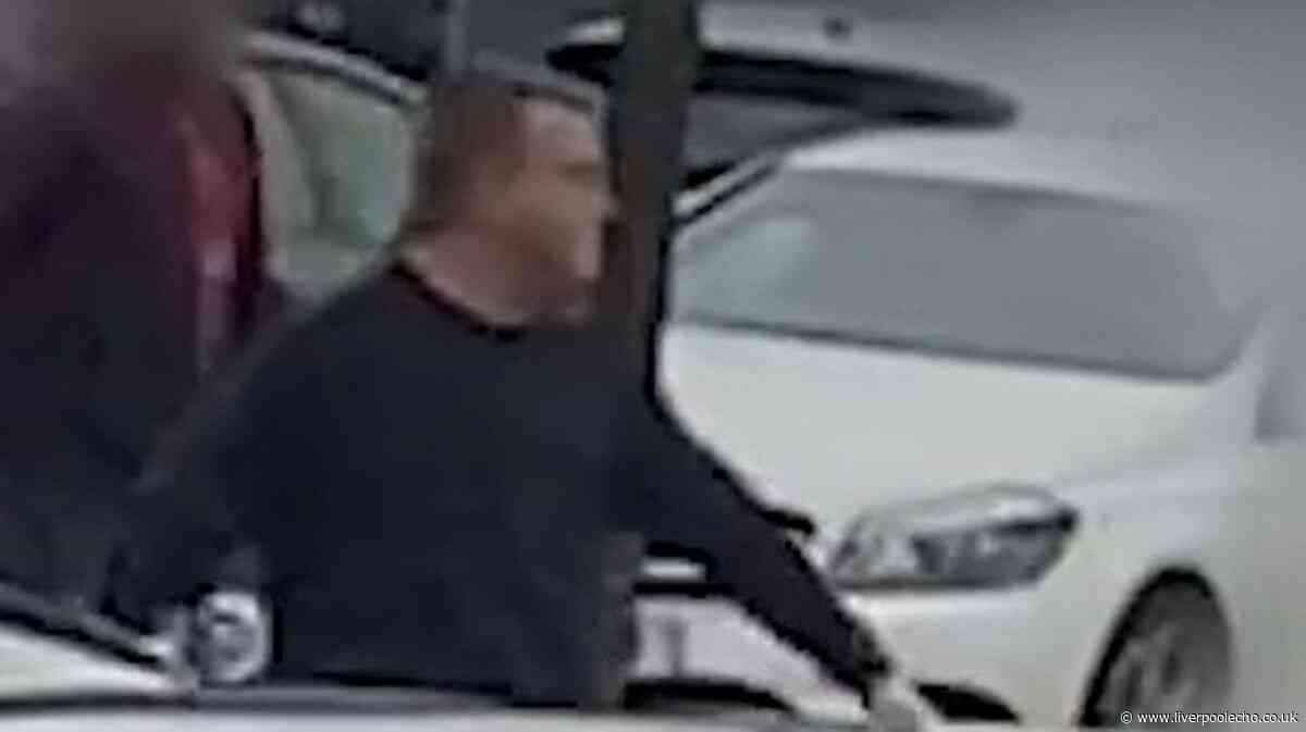 Moment man 'charges' at shopper with claw hammer in Cheshire Oaks car park