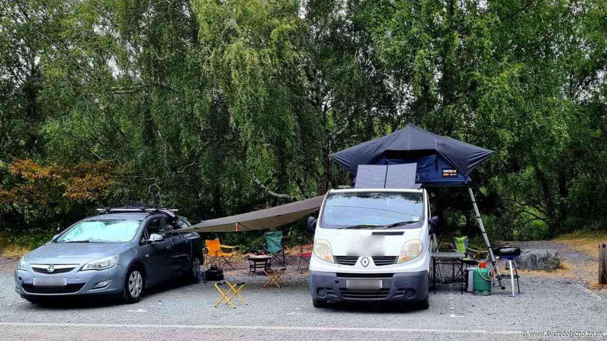Locals fume at campervan hogging four spaces at popular North Wales lake