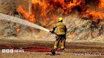 Pictures show scale of fight against hay blaze