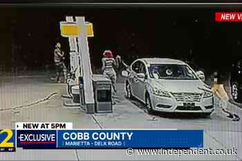 Moment Georgia mom used a gas pump to stop a kidnapper from snatching her child