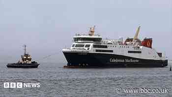 CalMac ferry Glen Rosa leaves Ferguson shipyard for the final time