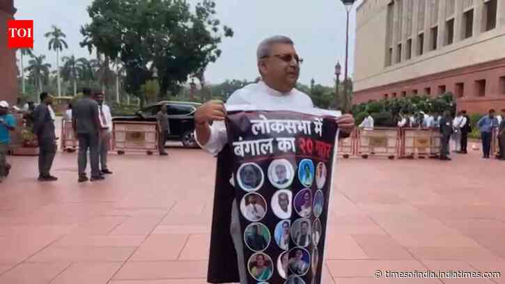 '20 traitors of Bengal': TMC's Kalyan Banerjee wears poster with rebel MPs' photos in Parl, seeks swift ECI decision