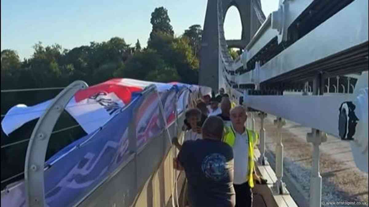 Raise the Colours flag stunt at Clifton Suspension Bridge