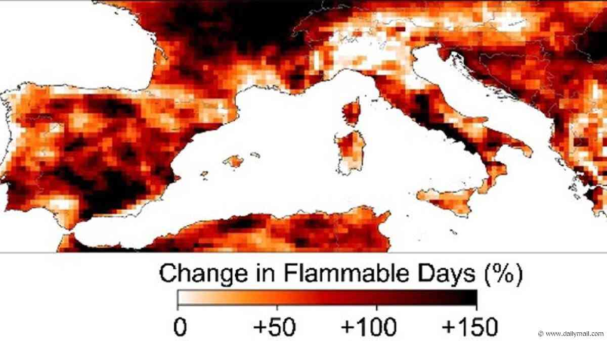 Why France and Spain keep going up in flames: Study reveals the number of dangerous 'fire weather' days has more than DOUBLED since the 1980s