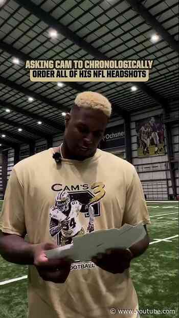 Cam Jordan tries to order his headshots chronologically #saints #nfl #shorts
