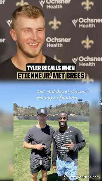 Tyler Shough on Travis Etienne Jr. meeting Drew Brees #saints #nfl #shorts
