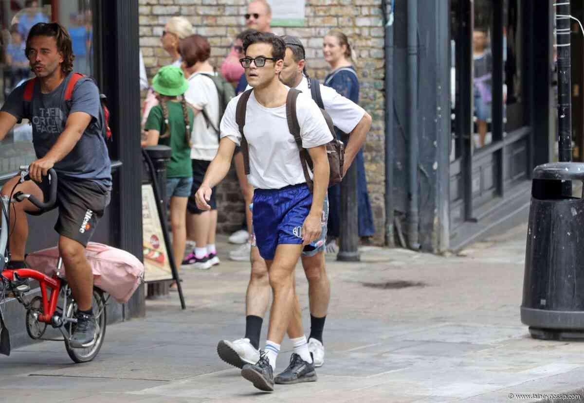 Rami Malek and striped shorts