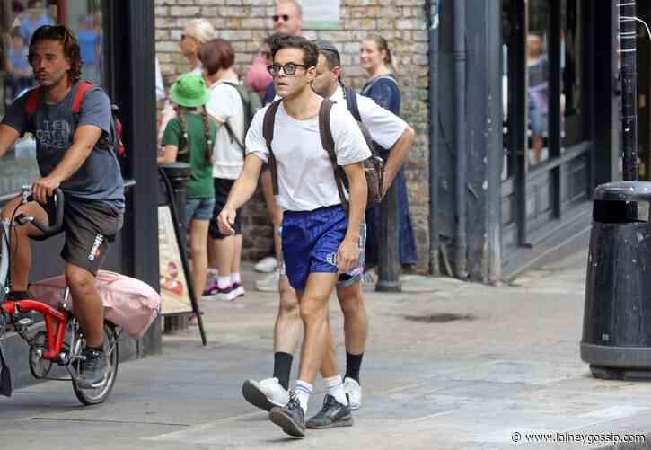 Rami Malek and striped shorts
