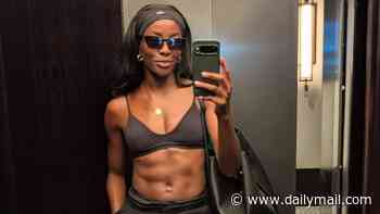 AJ Odudu shows off her jaw-dropping abs in skimpy black workout gear amid gruelling preparation for Gladiators: Celebrity Special
