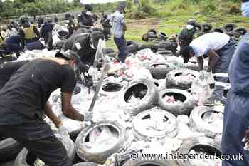 Authorities burn cocaine worth $336 million in country’s largest drug bust