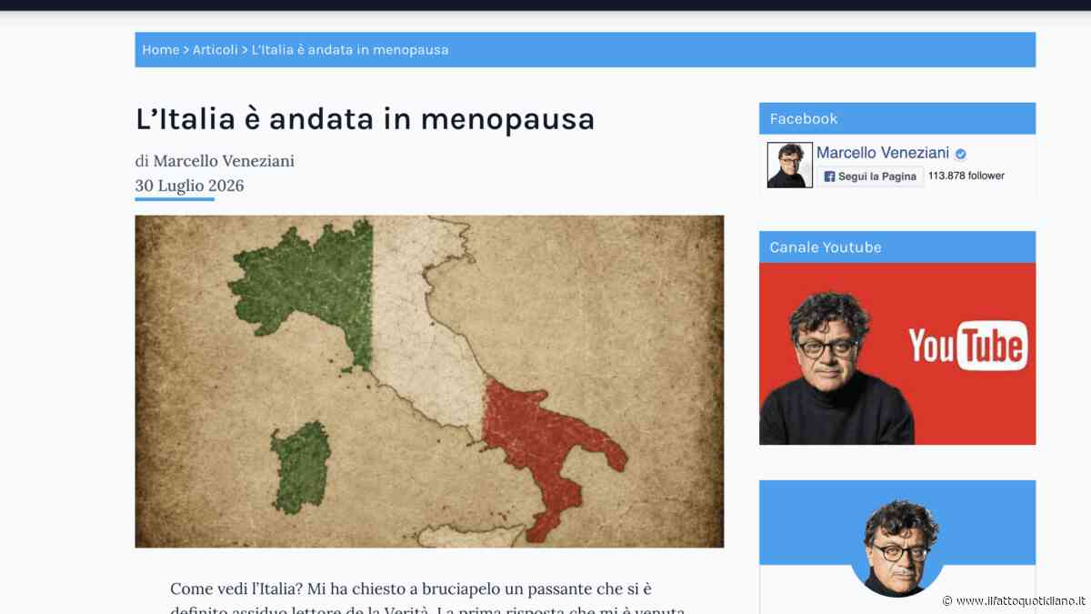 La Verità usa la menopausa per parlare di declino italiano: è misoginia