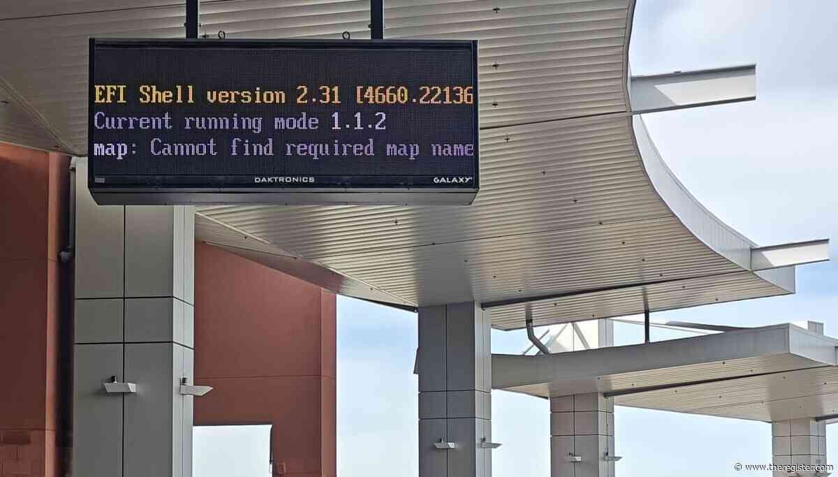 Airport sign fails to boot, officers already on the scene