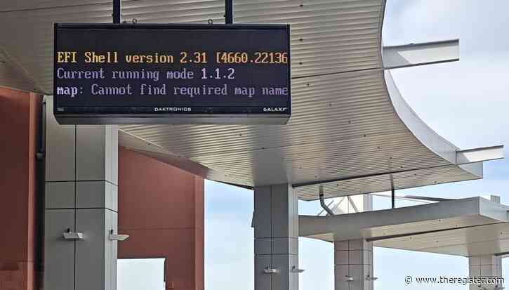 Airport sign fails to boot, officers already on the scene