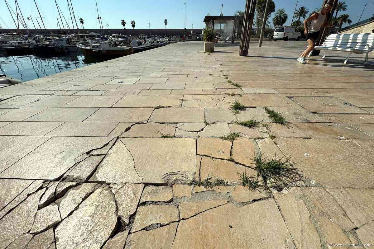 Plus de deux ans après les premiers sondages, la fissure qui serpente sur cette esplanade de Menton reste bien visible (et sans solution rapide)